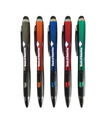 China 2018 Promotional Pen Trending Products Customized Company Aluminum Logo Light Led Stylus Pen for sale