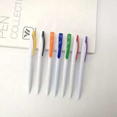 China The Pen Wholesale promotional white body customer cheap plastic logo ballpen for sale