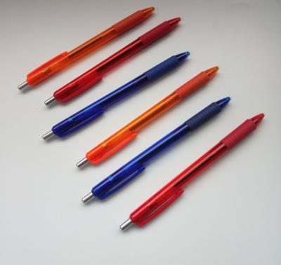 China Promotional Pen Translucent Barrel Single Click Action Economic Pen With Soft Gift for sale