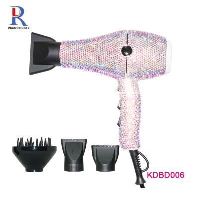 China High Quality Hot Tool Blow Dryer 2500w Diamond Safety Customized Professional Bling Bling Hair Dryer Flat Hair Straightener Hair Iron for sale