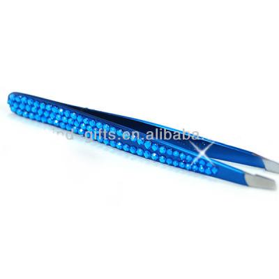 China Fashion Beautiful Girls Professional Bling Crystal Point Tweezers Manufactory for sale