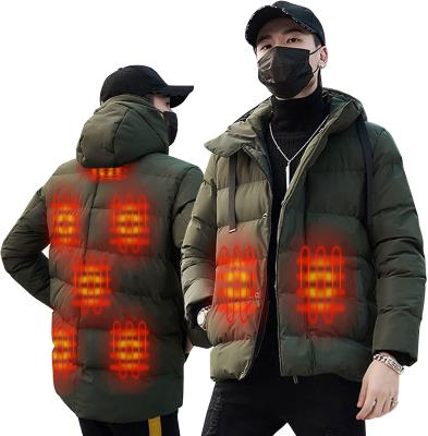 China Warm Heating Men's Clothing Passionate Clothing USB Waterproof Electric Jacket Rechargeable Winter Down Cotton Hoodie Heating Coat for sale