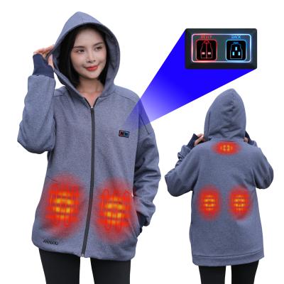 China Anti-pilling Women Men USB Heated Adjustable Electric Heated Double Switch Jacket Temperature Heating Hoodies Hooded Sweatshirt for sale