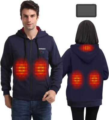 China Custom Sidiou Group Men Women Double Switch Electric Hoodies Sweatshirt USB Heated Jacket Heated Hoodie With 10000mah Battery for sale