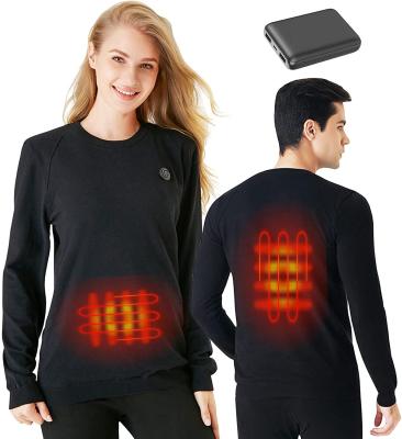 China Anti-Wrinkle USB Heating Knitted Sweatshirt With Rechargeable 10000mAh Battery Winter Thermal Upper Electric Heated Sweatshirt For Women Men for sale