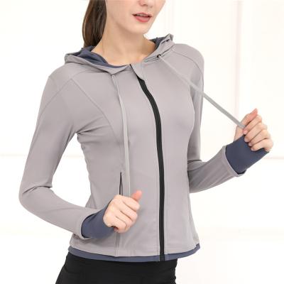 China Sidiou High Quality Breathable Group Autumn Winter Women Sport Running Jacket Zipper Thumb Hole Fitness Yoga Tops for sale