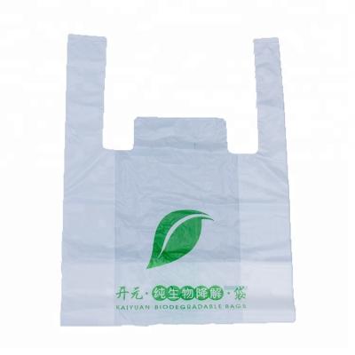 China BIODEGRADABLE 100% Biodegradable Plastic Supermarket T-shirt Compost Shopping Bag for sale