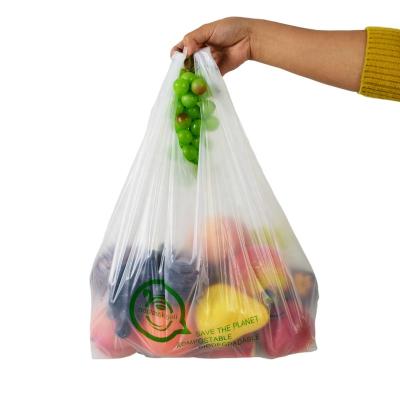 China 100% Biodegradable Compostable T-shirt Bag Vest Cornstarch Plastic Shopping Bag for sale