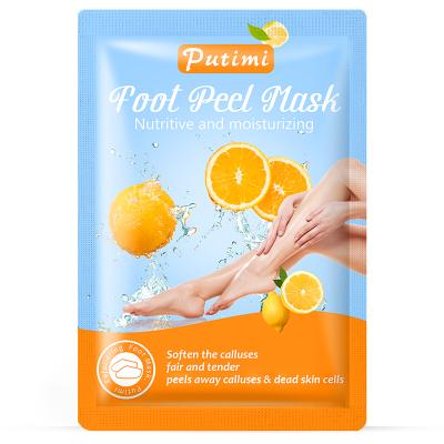 China Hot Foot Product Fruit Essence Cleansing and Moisturizing Foot Skin Deeper Private Label Origanic Orange Foot Mask for sale