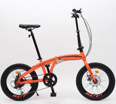 China 20inch Outdoor Color Steel Foldable Bicycle Orange Color Street Alloy Steel Popular Folding Bicycle Bike for sale