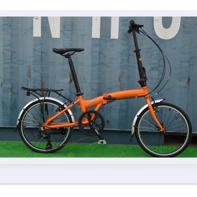 China 20inch Alloy Street Foldable Bicycle Outdoor Popular Light Orange Foldable Steel Steel Folding Bicycle Bike for sale