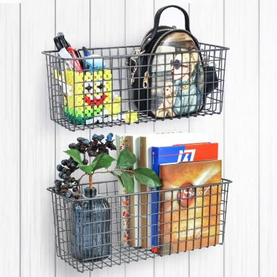 China 2 Pack Metal Mesh Wire Minimalist Fruit Basket Iron Hanging Basket For Spices Kitchen Storage Basket for sale