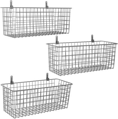 China Large Minimalist Vintage Wall Mounted Cabinet For Storage Metal Wire Display Rack Black Mesh Metal Basket for sale