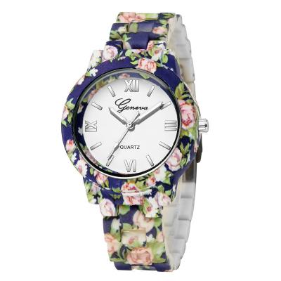 China Women Sweet Girl's Water Resistant Wristwatch Fashion Simulate-ceramic Flower Printed Style Quartz Dress Watch for sale