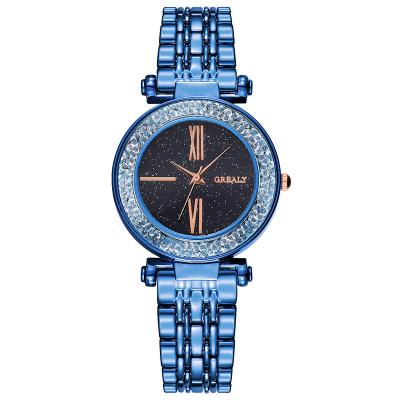 China Grealy mujer Water Resistant Reloj Starry Sky Dial Ladies Stainless Steel Luxury Band Retro Clock Ladies Watches Quartz Wrist Diamond Women Watch for sale