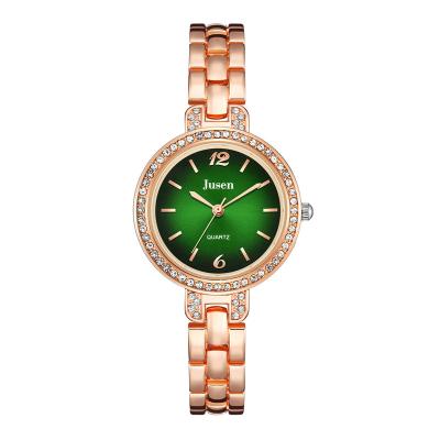 China Water Resistant Diamond Green Watch Women Crystal Luxury Watches Bracelet Set Jewelry Female Fashion Rose Gold Starry Quartz Watch For Lady Gift for sale