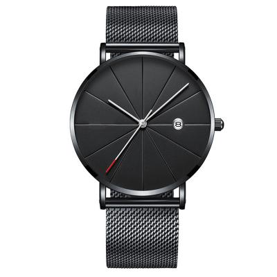 China Stainless Steel Mesh Steel Quartz Watch Simple Calendar Fashion Calendar Dial Men's Ultra Thin Full Business Watch Stainless Steel Clock for sale