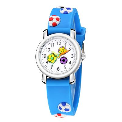 China New Water Resistant Football 3d Dial Kids Watch Students Time Clock Silicone Strap Kids Watches For Girls Boys Gift for sale