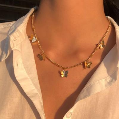 China Trendy Statement Pendant Necklaces Women Bohemia Necklace Cheap Beach Jewelry Gold Beach Chain Butterfly Choker Necklace for sale