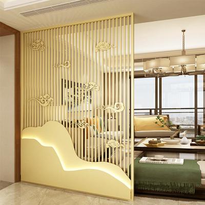 China Metal Grid Laser Cut Stainless Steel Hotel PVD Vacuum Plating Rose Gold High End Fixed Decorative Room Divider Screen for sale