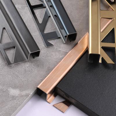 China Free Sample Modern Factory Price Best Rose Gold Aluminum Stainless Steel Tile Trim Corner Non Slip Fluted Tread Stair Edge Step Nose for sale