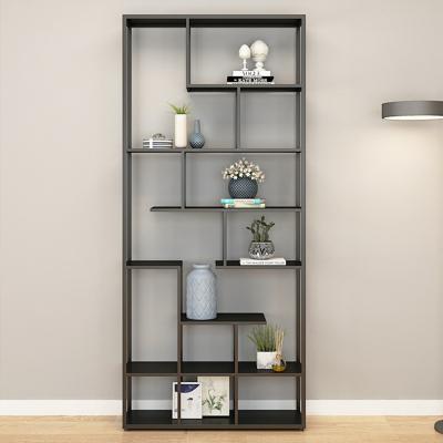 China Modern Simple Light Living Room Modern Simple Light Book Shelves Household Decoration Stainless Steel Shelf Office Floor Metal Bookcase Partition for sale