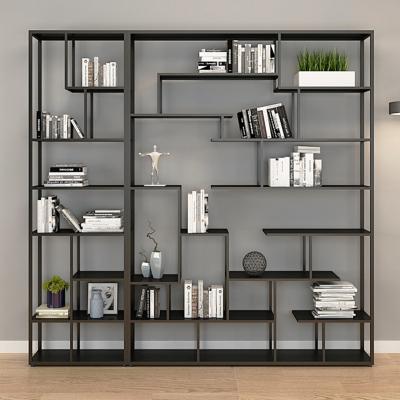 China Living room convertible single light large shelf household decoration stainless steel shelf office floor metal bookcase luxury partition for sale