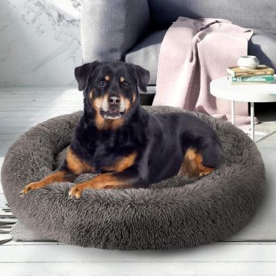 China Waterproof Hot Selling Luxury Pet Bed Long Faux Fur Plush Comfortable Round Dog Beds For Dogs for sale