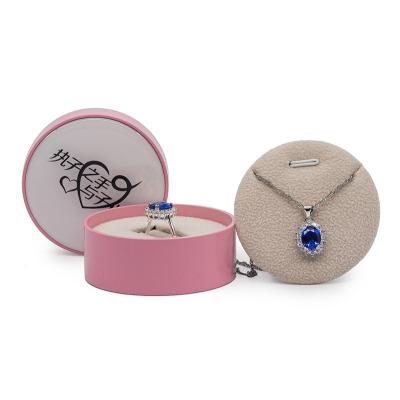 China New Elegant Personalized Round Shape Jewelry Packaging Box Wedding Ring Box Empty Jewelry Box for sale