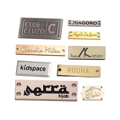 China Custom Handbag Hardware Brand Logos Tag Accessories Engraved Logo Design Metal Letter Tag Bag Parts Zinc Alloy Metal Plate Label For Bag for sale