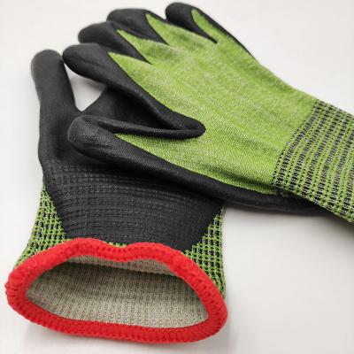 China Custom Logo Green Food Grade Hand Protection Anti Oil Cut Gloves Safety For Hand Protection Kitchen Level 5 Gloves Anti Cutting Gloves for sale