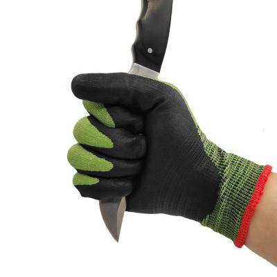 China Oil Resistant Wholesale Food Grade Green Hand Protection Safety For Hand Protection Kitchen Level 5 Gloves Anti Cut Gloves for sale