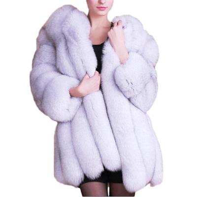 China 2021 Winter Women Winter Jacket Faux Fur Coat Soft Warm High Quality Anti-Shrink Fox White Fur Coat for sale