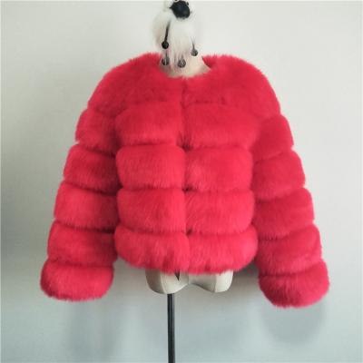 China Red Fox Anti-Shrink Warm Fur Coat Women Winter Fashion Long Sleeve Faux Fur Coat for sale