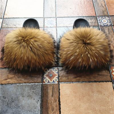 China Furry Custom Designer Slippers Durable Women's Furry Slides Real Fur Slippers Fur Slides Women's Sandals for sale