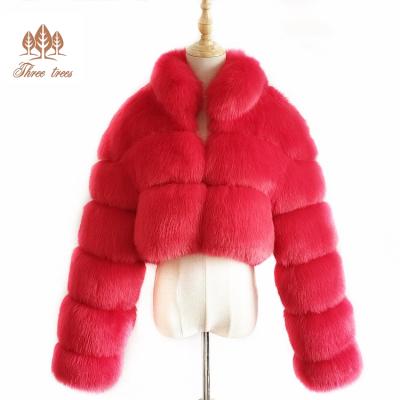 China High Quality Anti-Shrink Faux Fur Women Coat Faux Fox Fur Bubble Fur Shorts Jacket With Collar for sale