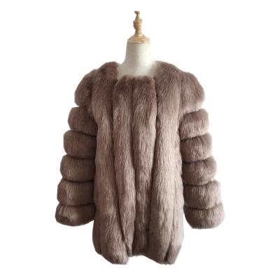 China Anti-wrinkle Long Luxury Faux Fur Jacket Overcoat 2021 Winter Women Ladies Fake Fox Fur Coat Wholesale Ladies for sale