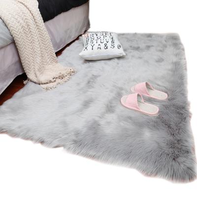 China Anti-Slip Wholesale Modern Gray Faux Fur Sheepskin Rug Area Rug for sale