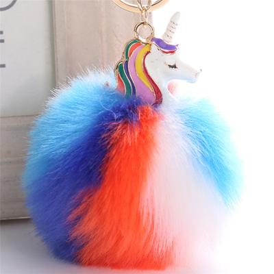 China European And American Style Faux Fur Ball Multicolor Faux Fur Ball Keychain Asia Fur Pom Synthetic Pom Pom for sale