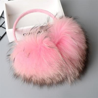 China Handmade Real Raccoon Fox Fur Earflap Earmuffs Lovely Plush Ear Muff Women Fashion Custom Furry Furry Earmuffs for sale