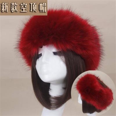 China breathable & Waterproof Winter 2021 Winter Headband Headband Faux Fox Fur Hair Band Women Russia Luxury Warm Fur Earmuff Hat for sale