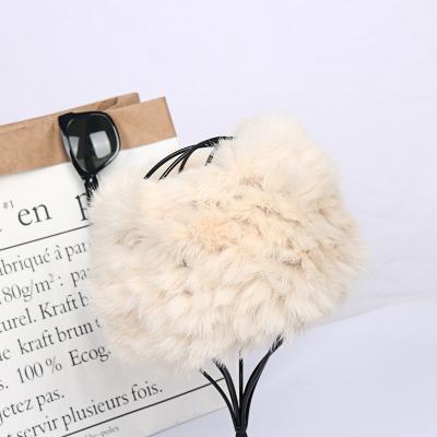 China breathable & 2021 Girl's Waterproof Fashionable Winter Fur Hair Band Warm Knitted Rabbit Real Knitted Headband Fur Earmuff Hat Headband for sale