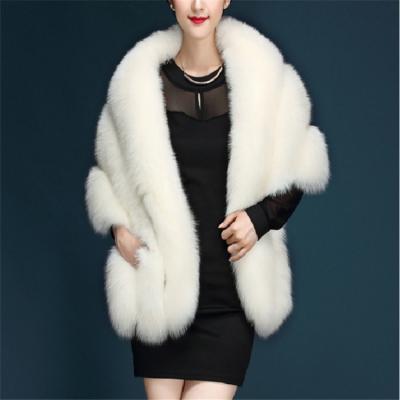 China Fashion.Elegant Faux Fox Fur Shawl Cape Winter Custom Party Women Ladies Luxury Fur Poncho for sale