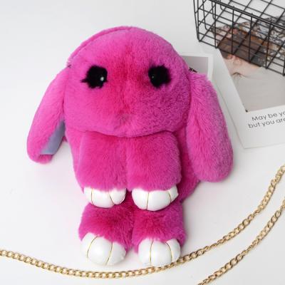 China New Fashion Women Designer Handbag Women's Bag Fashion Natural Pink Rabbit Fur Bags Winter Soft Handbags for sale