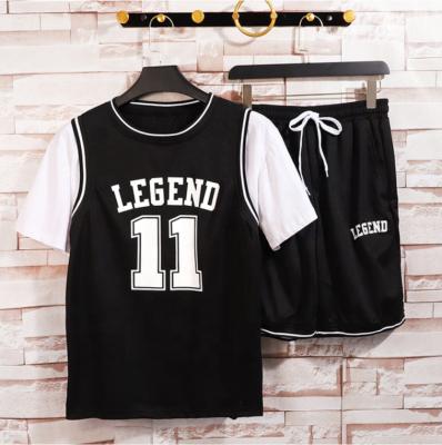 China Antibacterial Basketball Jersey Set Summer Male Youth Short Sleeve T-Shirt Shorts Set High School Students Two-Piece Sportswear for sale