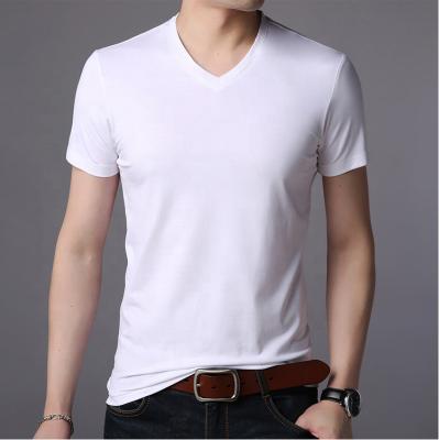 China Wholesale Price Anti-Wrinkle Short Slim Fit T-shirt Boys Casual Sleeve T-shirt Plus Size T-shirts V Collar for sale