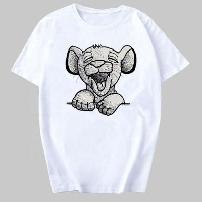 China 100% Oversized Women's High Quality Casual T-shirt Anti-Wrinkle Cotton Lion King Print T-shirts Summer T-shirt Woman Clothing for sale