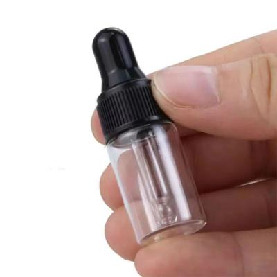 China Warehouse 1ml 2ml 3ml 4ml 5ml Cosmetic Dropper Amber Clear Glass Bottle With Mini 1ml 3ml 5ml Cosmetic Essential Oil Dropper Clear for sale