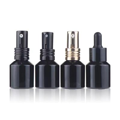 China Set 30ml 1oz 2oz 60ml 100ml Black Glass Perfume Bottle And Jar Skin Care Cosmetic Slope Cosmetic Matte Shoulder Slope Packaging With Lid for sale