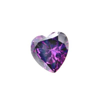 China Wholesale Price 6x6mm CZ Stone Heart Cut Amethyst Color Set Or Zirconia Of Fire For Necklace for sale